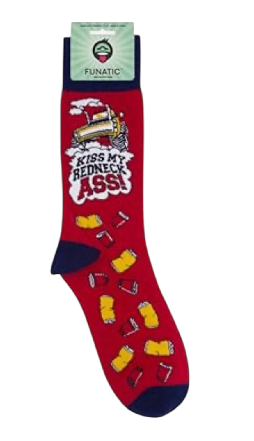 KISS MY REDNECK ASS Adult Unisex Socks FUNATIC BRAND - Novelty Socks And Slippers