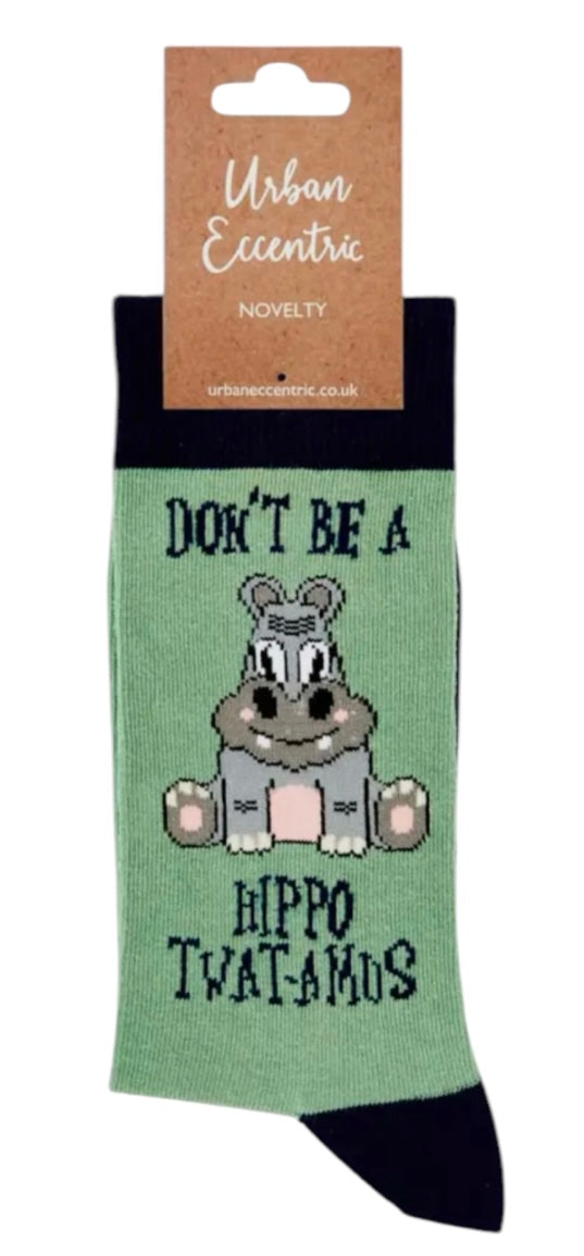 URBAN ECCENTRIC Unisex DON'T BE A HIPPO-TWAT-AMOS Socks - Novelty Socks And Slippers