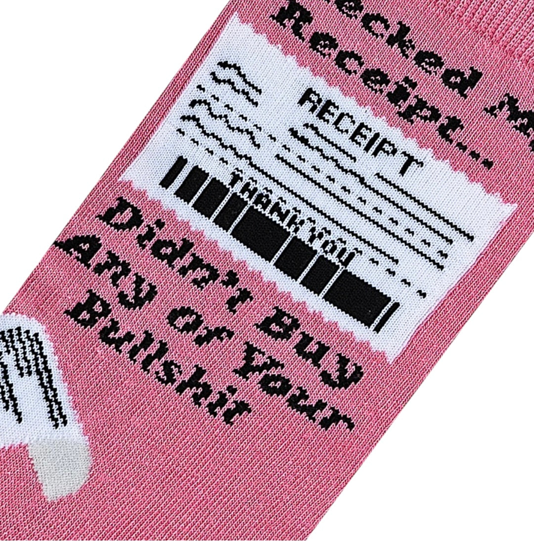 COOL SOCKS Brand Unisex CHECKED MY RECEIPT DIDN’T BUY ANY OF YOUR BULLSHIT Socks - Novelty Socks And Slippers