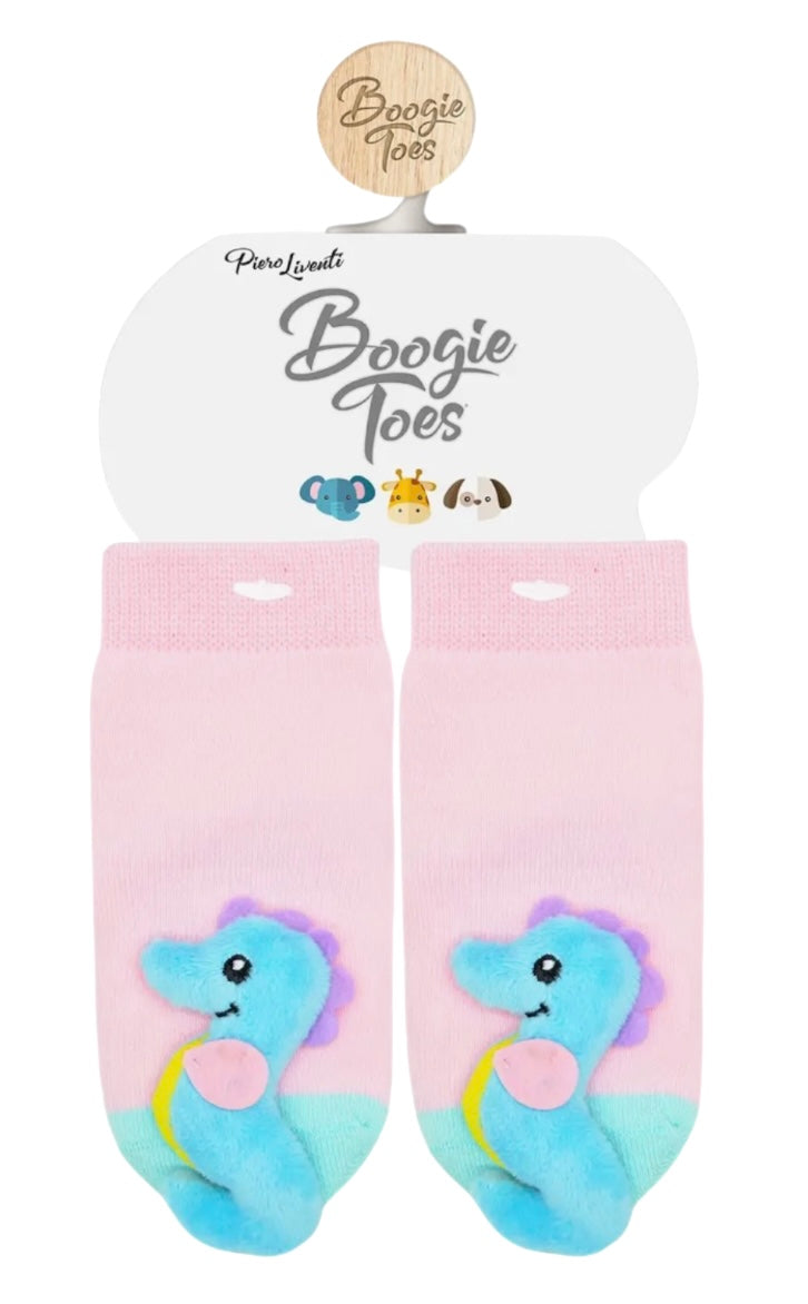 BOOGIE TOES Unisex Baby SEAHORSE RATTLE GRIPPER BOTTOM SOCKS By PIERO LIVENTI - Novelty Socks And Slippers