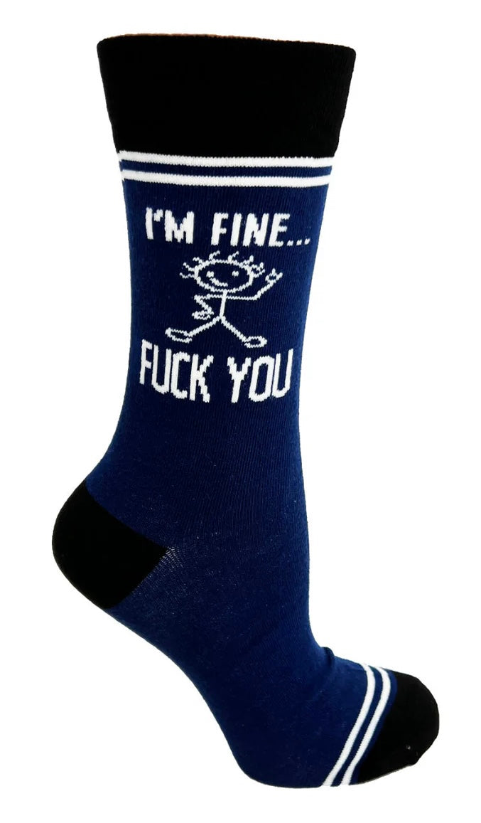 HEY NOW Brand By Fabdaz Unisex Socks I’M FINE… FUCK YOU - Novelty Socks And Slippers
