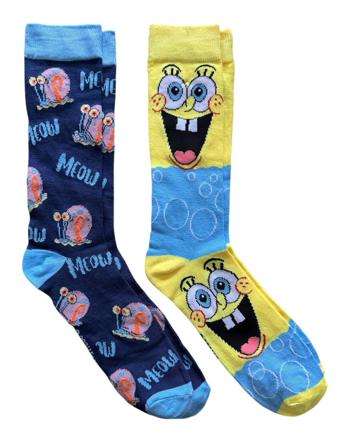 SPONGEBOB SQUAREPANTS MEN’S 2 Pair Of Socks WITH GARY ‘MEOW’ Nickelodeon