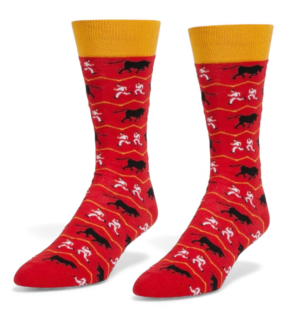 RUNNING OF THE BULLS Men’s Socks HEADLINE Brand - Novelty Socks And Slippers