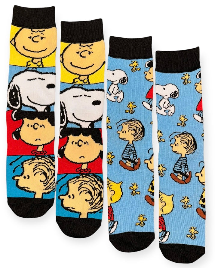PEANUTS Gang Men’s 2 Pair Of Socks CHARLIE BROWN, LINUS, LUCY, SNOOPY - Novelty Socks And Slippers