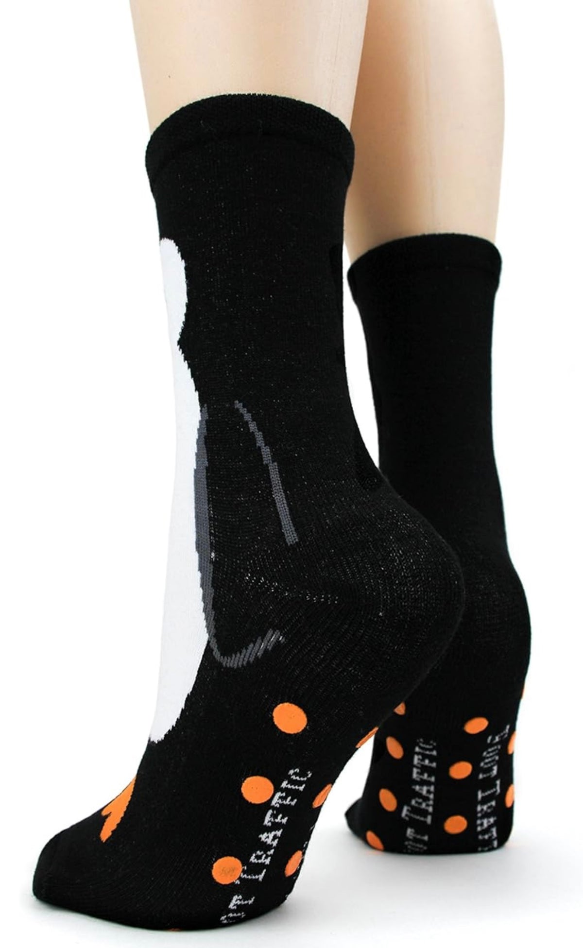 FOOT TRAFFIC Brand Ladies PENGUIN Non-Skid Slipper Socks - Novelty Socks And Slippers