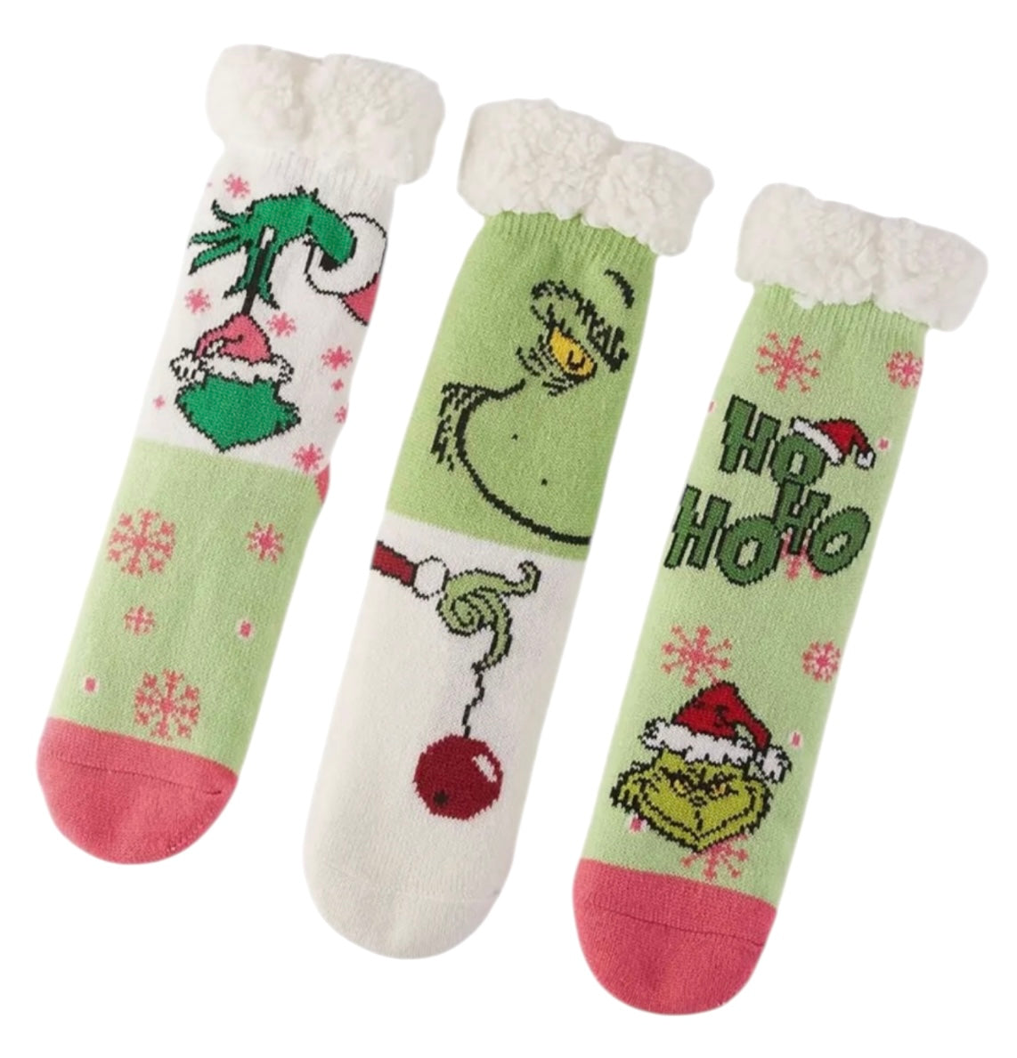 HOW THE GRINCH STOLE CHRISTMAS Ladies Sherpa Lined Gripper Bottom Slipper Socks (Choose Style) - Novelty Socks And Slippers