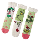 HOW THE GRINCH STOLE CHRISTMAS Ladies Sherpa Lined Gripper Bottom Slipper Socks (Choose Style) - Novelty Socks And Slippers