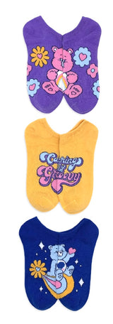 CARE BEARS Ladies 3 Pair Of No Show Socks ‘CARING IS GROOVY’ - Novelty Socks And Slippers