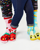 STRAWBERRY & BANANA Unisex Toddler Mismatched Gripper Bottom Socks PALS SOCKS Brand - Novelty Socks And Slippers