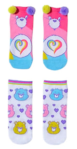 CARE BEARS Ladies 2 Pair Of ANKLE Socks With POM POMS - Novelty Socks for Less