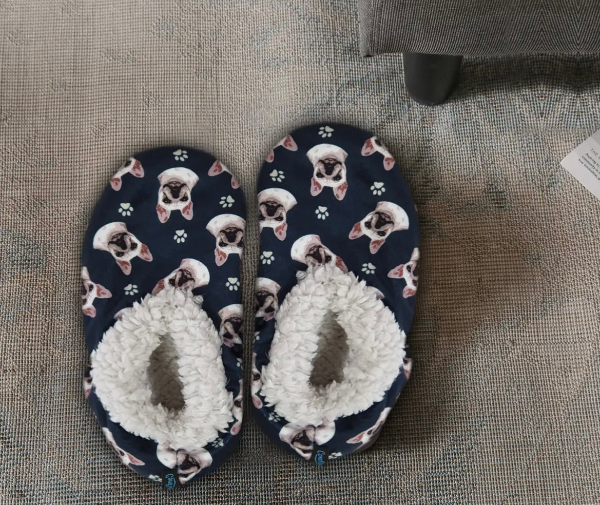 FRENCH BULLDOG Ladies Non-Skid SLIPPERS Comfies Brand - Novelty Socks And Slippers