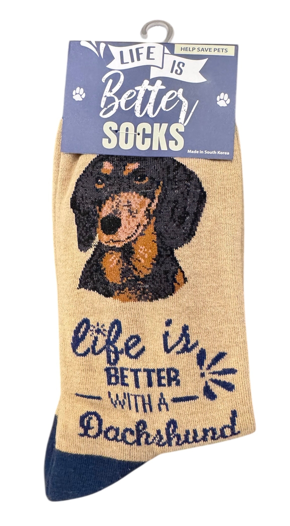 BLACK DACHSHUND Dog Unisex Socks By E&S Pets CHOOSE SOCK DADDY, HAPPY TAILS, LIFE IS BETTER - Novelty Socks And Slippers