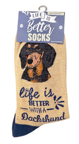 BLACK DACHSHUND Dog Unisex Socks By E&S Pets CHOOSE SOCK DADDY, HAPPY TAILS, LIFE IS BETTER - Novelty Socks And Slippers
