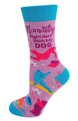 NAMASTAY RIGHT HERE WITH MY DOG Ladies Socks Fabdaz Brand
