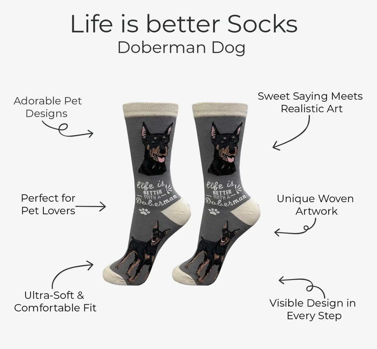 DOBERMAN Dog Adult Unisex Socks By E&S Pets Choose Style