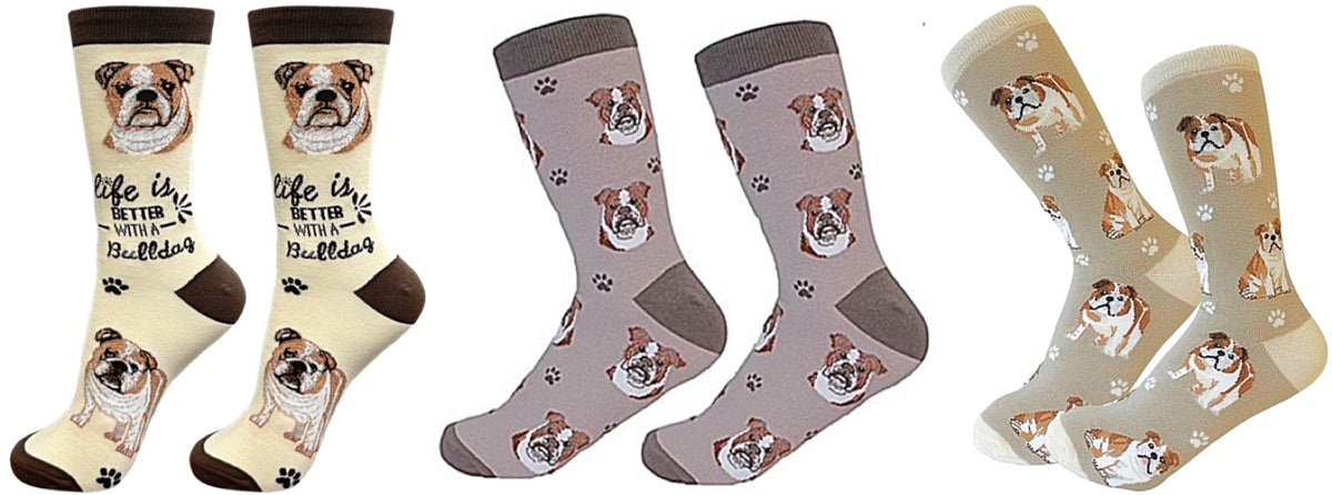 BULLDOG Unisex Socks By E&S Pets CHOOSE SOCK DADDY, HAPPY TAILS, LIFE IS BETTER - Novelty Socks for Less