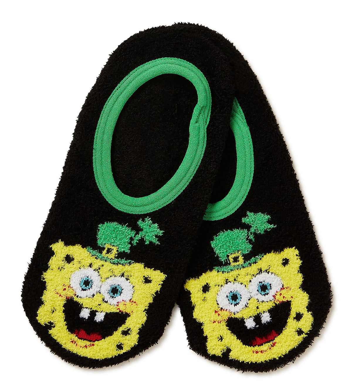 SPONGEBOB SQUAREPANTS Ladies ST. PATRICKS DAY Gripper Bottom Slip On Liner Socks - Novelty Socks And Slippers