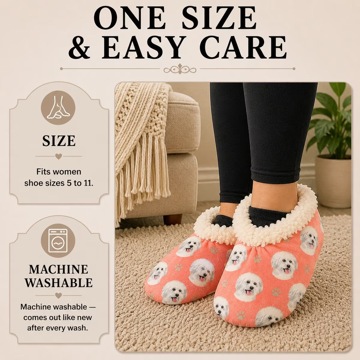 MALTESE Dog Ladies Non-Slip Slippers COMFIES BRAND By E&S Pets