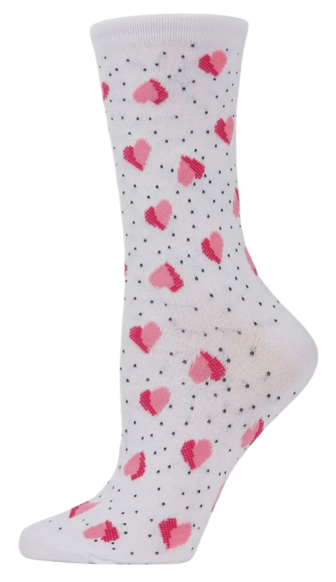 MeMoi Brand Ladies VALENTINES DAY Socks Floating Hearts All Over - Novelty Socks And Slippers