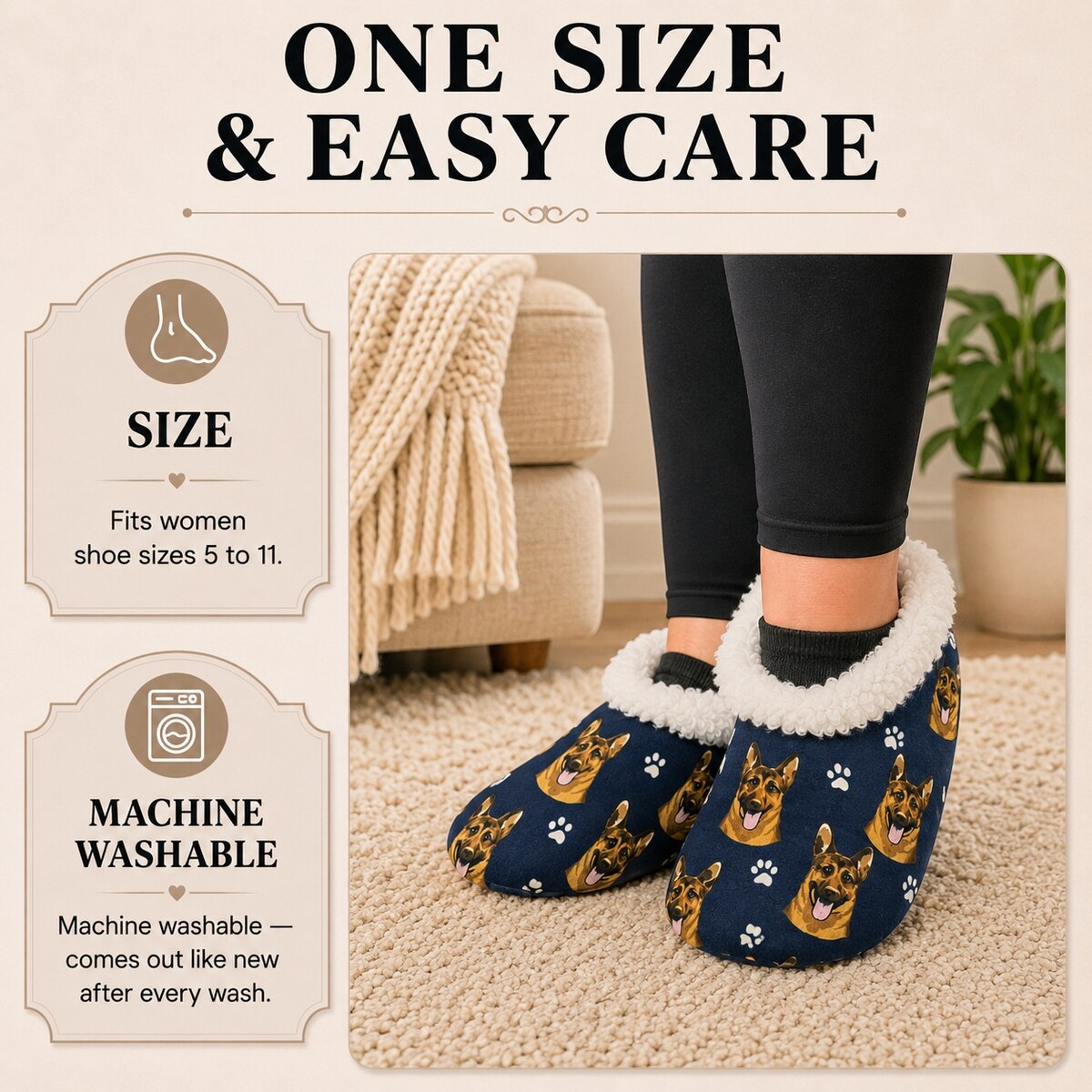 GERMAN SHEPHERD Dog Ladies Non-Slip Slippers COMFIES BRAND By E&S Pets