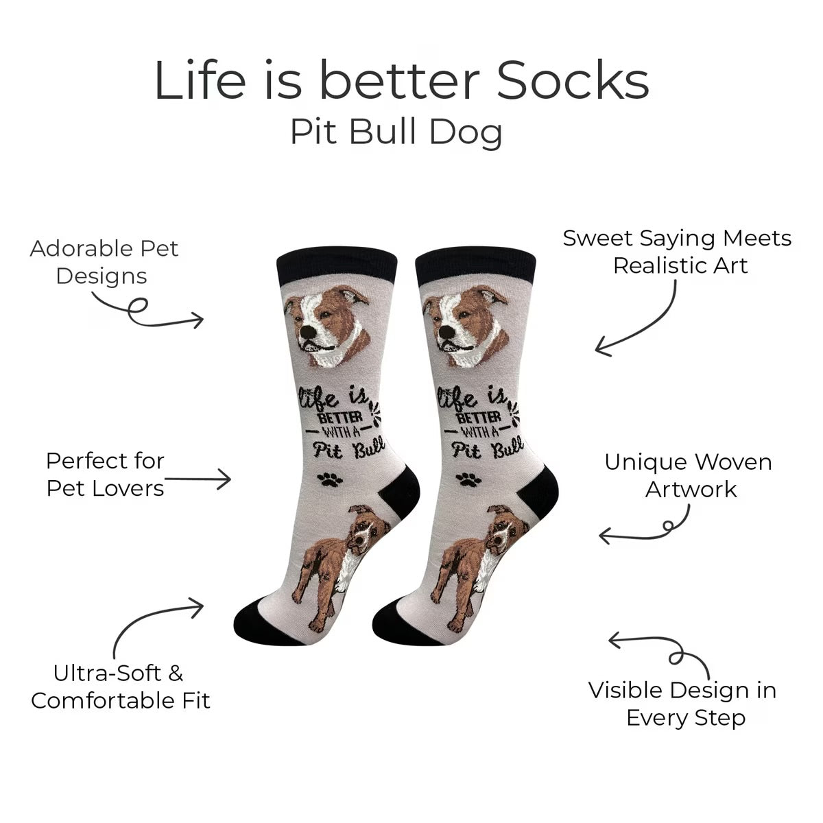 PIT BULL Dog Adult Unisex Socks By E&S Pets Choose Style