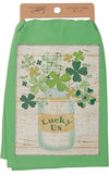PRIMITIVES BY KATHY ST. PATRICKS DAY SHAMROCKS Kitchen Tea Towel ‘LUCKY US’ - Novelty Socks And Slippers