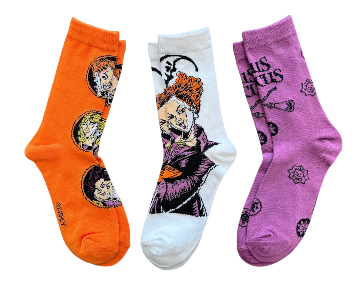 HOCUS POCUS Movie LADIES HALLOWEEN 3 PAIR OF SOCKS - Novelty Socks And Slippers