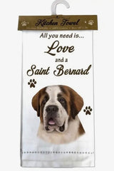 ALL YOU NEED IS LOVE & A DOG Kitchen Tea Towel By E&S Pets (Choose Breed)