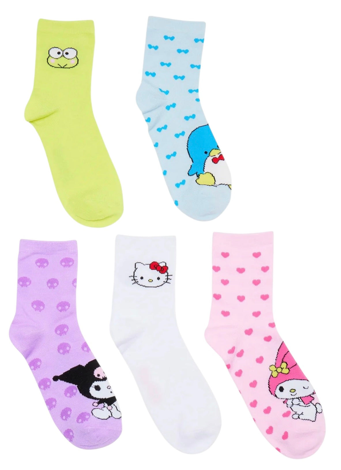 HELLO KITTY Ladies 5 Pair Of Socks BADTZ-MARU, KEROPPI - Novelty Socks And Slippers