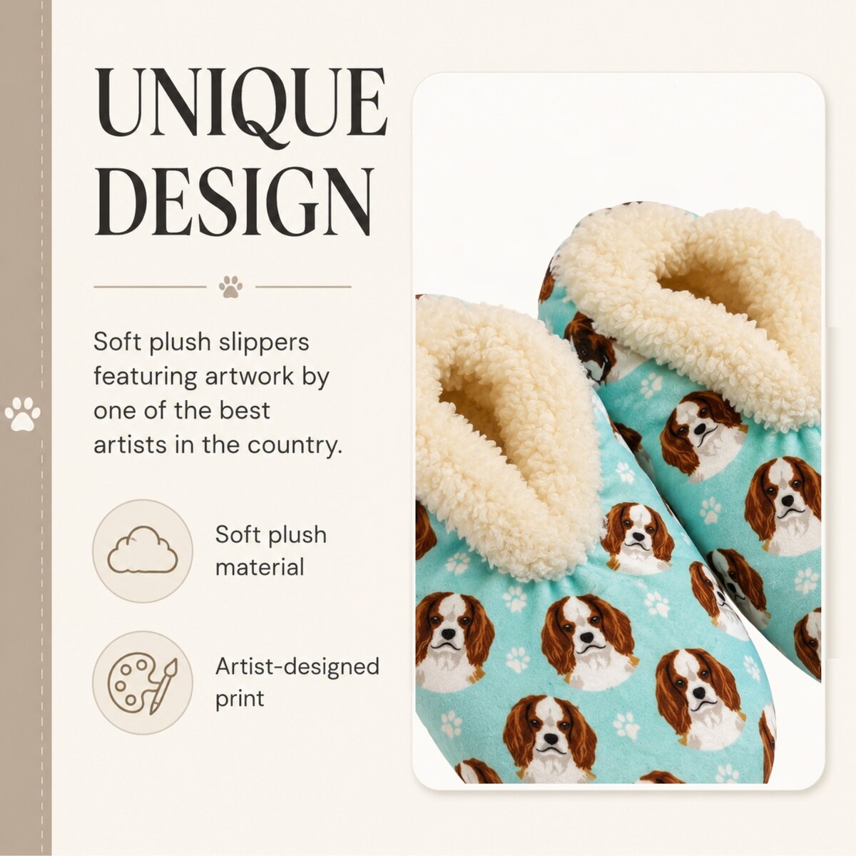 CAVALIER KING CHARLES Dog Ladies Non-Slip Slippers COMFIES BRAND By E&S Pets