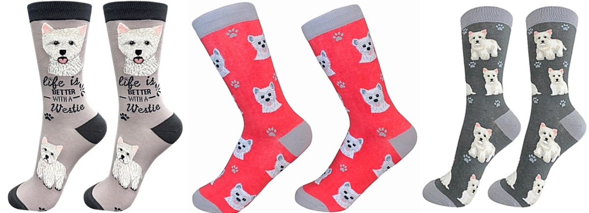 WESTIE Dog Unisex Socks By E&S Pets CHOOSE SOCK DADDY, HAPPY TAILS, LIFE IS BETTER - Novelty Socks for Less