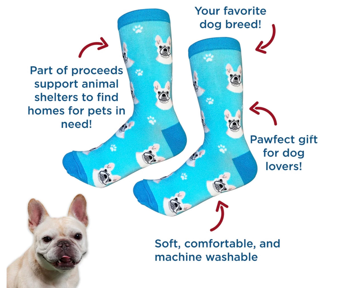 FRENCH BULLDOG Unisex Socks By E&S Pets CHOOSE SOCK DADDY, HAPPY TAILS, LIFE IS BETTER - Novelty Socks for Less