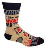 I LIKE MY RACKS BIG Men’s BBQ Socks ‘My Butt Rubbed & My Pork Pulled’ Fabdaz Brand