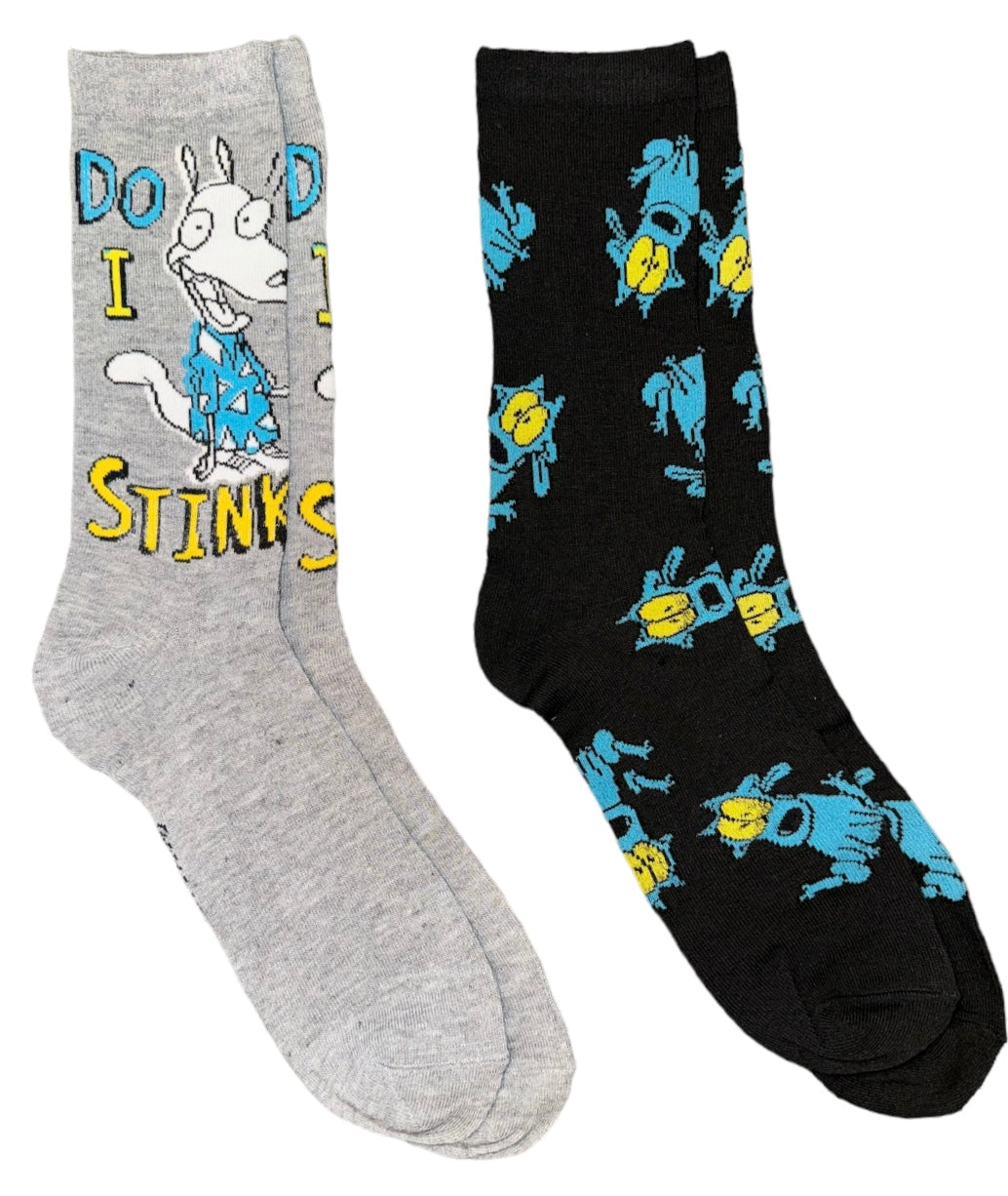 ROCKO’S MODERN LIFE Men’s 2 Pair Of Socks SPUNKY THE DOG Nickelodeon - Novelty Socks And Slippers