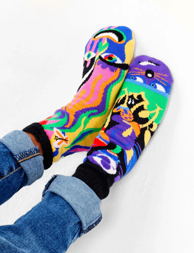 SHY & OUTGOING Unisex Kids Mismatched Gripper Bottom Socks PALS SOCKS Brand (Choose Size) - Novelty Socks And Slippers