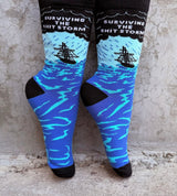 GROOVY THINGS Co. Brand Ladies SURVIVING THE SHIT STORM Socks - Novelty Socks And Slippers