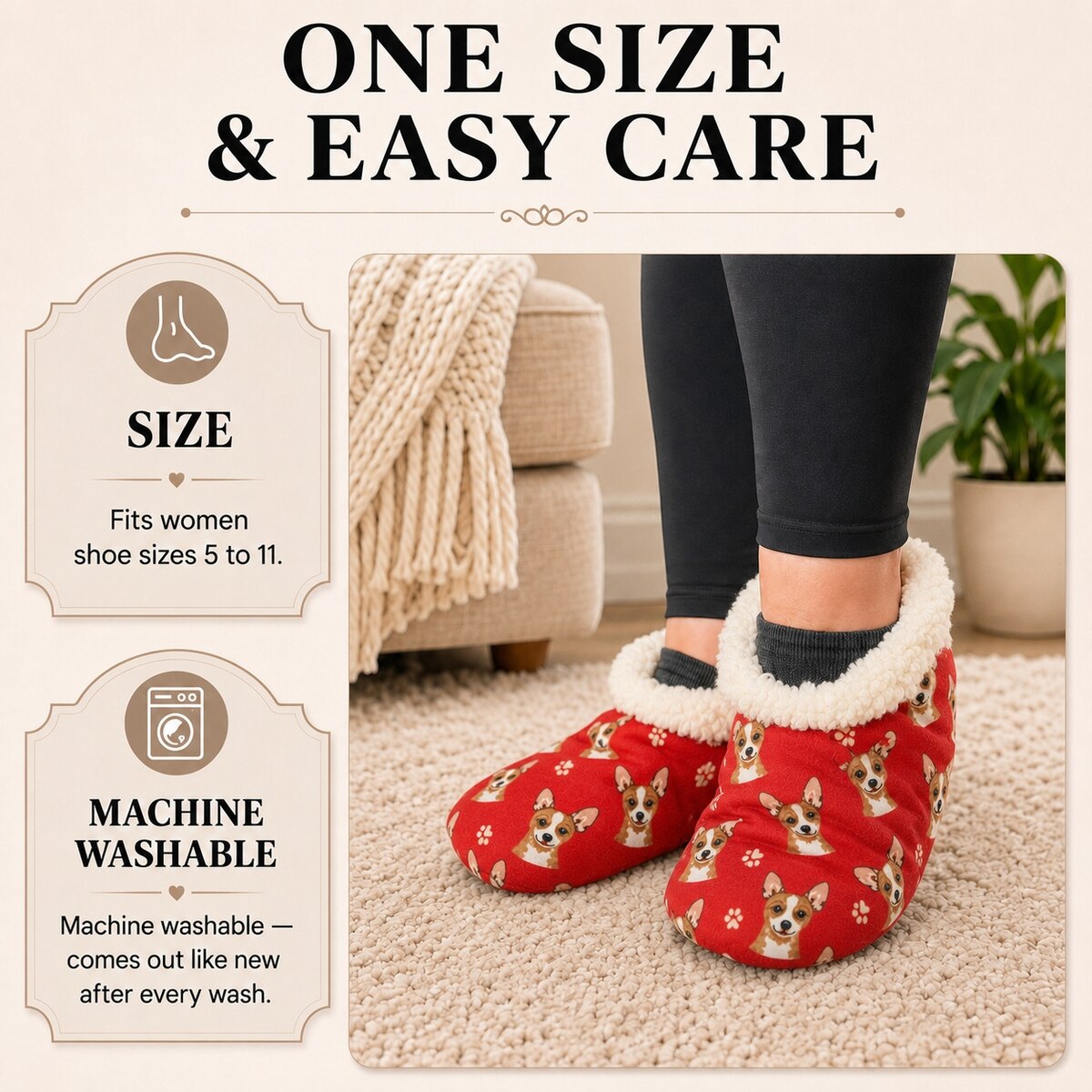 FAWN CHIHUAHUA Dog Ladies Non-Slip Slippers COMFIES BRAND By E&S Pets