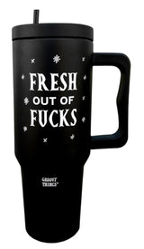 GROOVY THINGS Co. Brand FRESH OUT OF FUCKS 40 oz. Stainless Steel Tumbler - Novelty Socks And Slippers