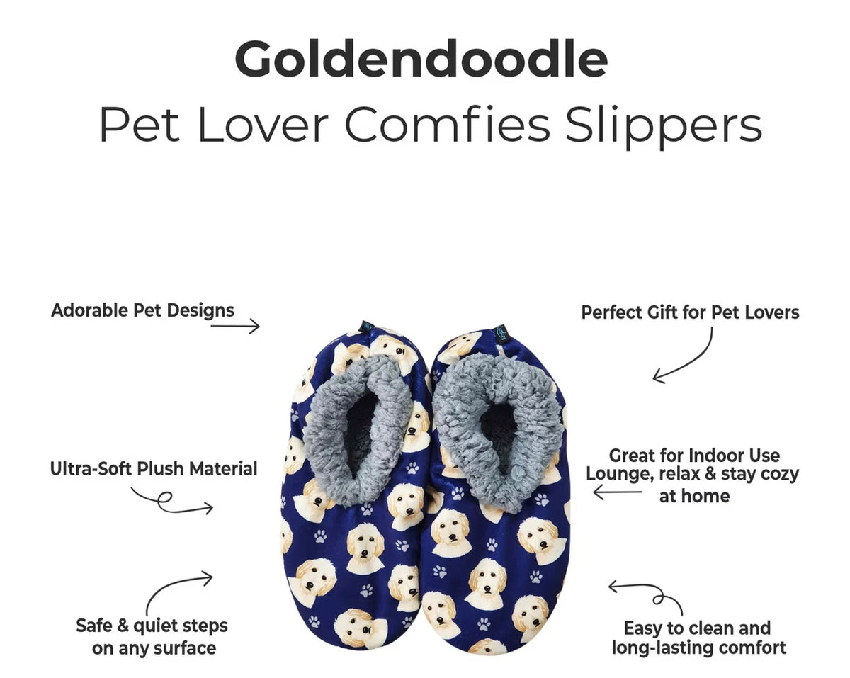 GOLDENDOODLE Dog Ladies Non-Slip Slippers COMFIES BRAND By E&S Pets - Novelty Socks And Slippers