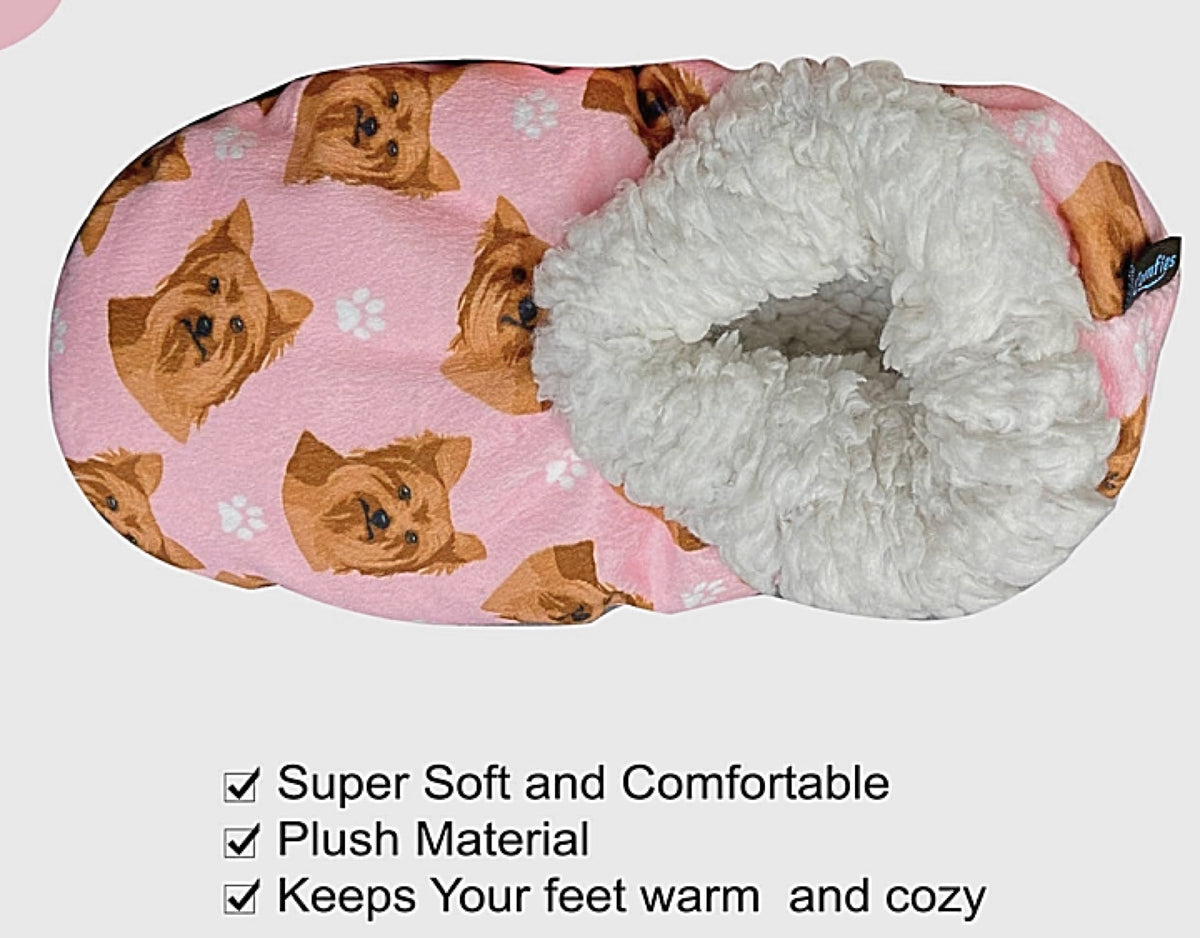 COMFIES BRAND Ladies YORKIE Dog Non-Skid Slippers - Novelty Socks for Less