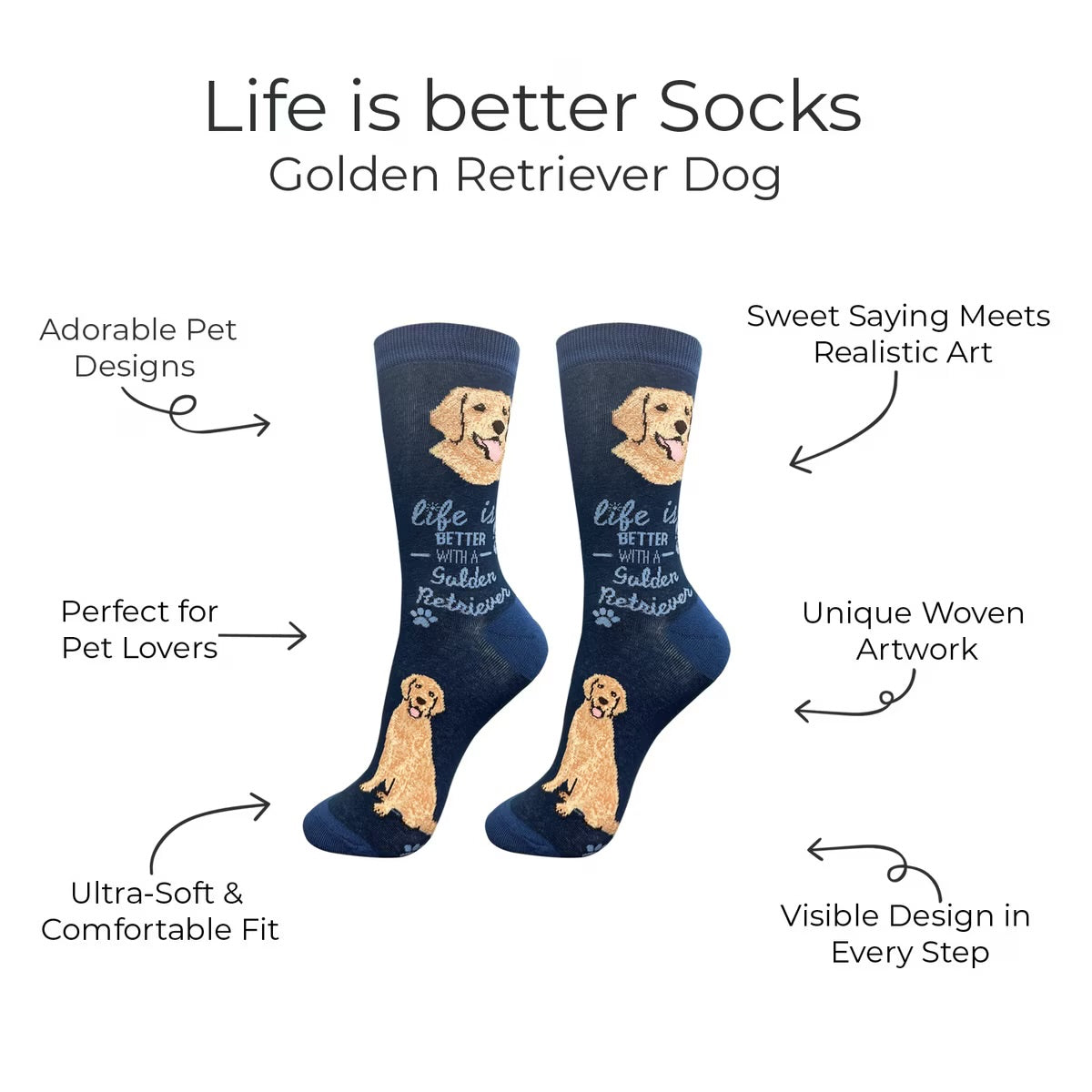 GOLDEN RETRIEVER Dog Adult Unisex Socks By E&S Pets Choose Style