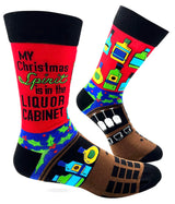 FABDAZ Brand Men’s CHRISTMAS Socks ‘MY CHRISTMAS SPIRIT IS IN THE LIQUOR CABINET’ - Novelty Socks And Slippers