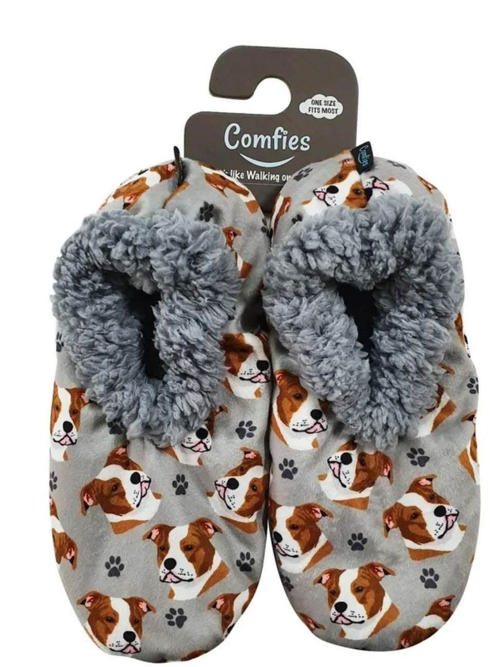 PIT BULL DOG Ladies NON-SKID SLIPPERS COMFIES BRAND - Novelty Socks And Slippers