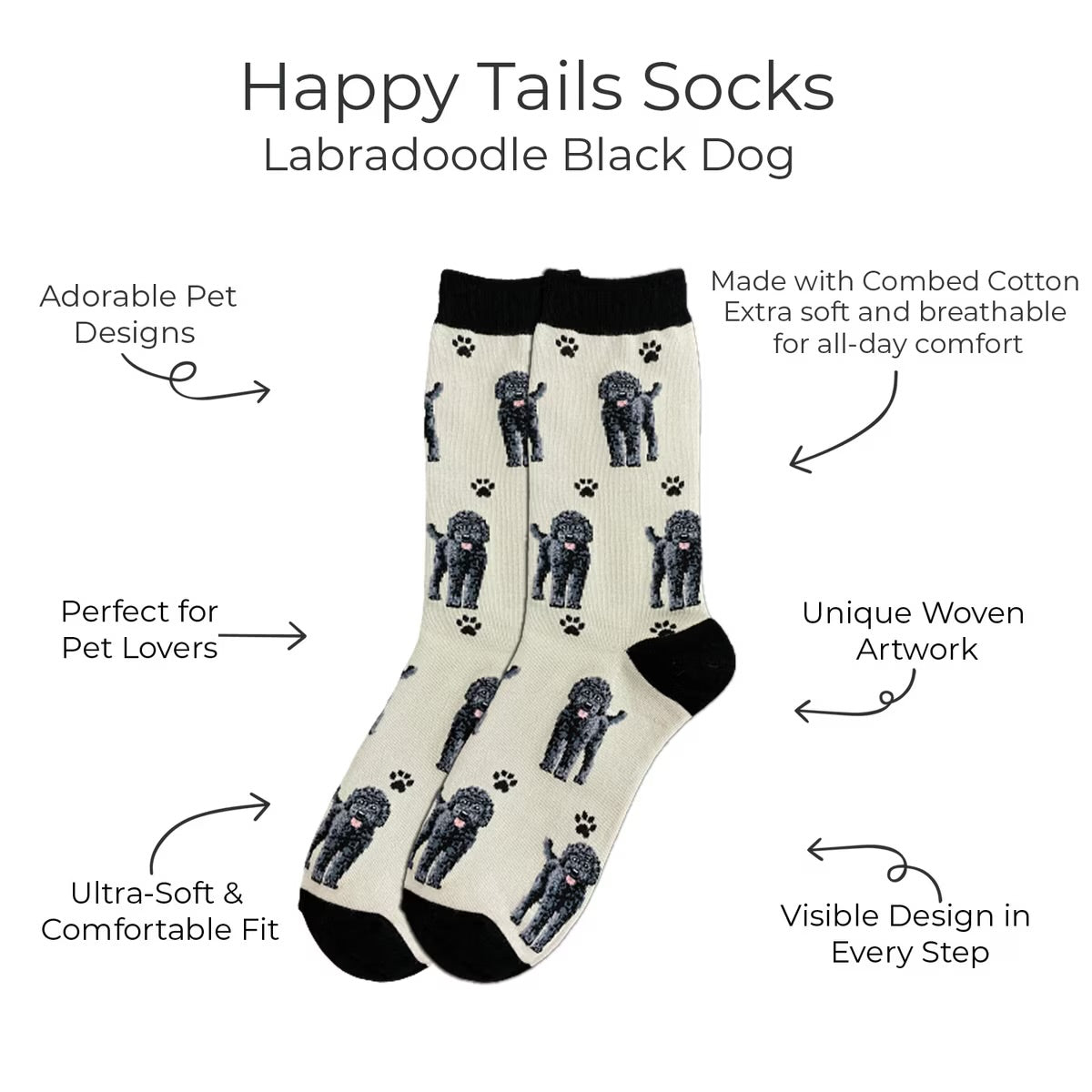 BLACK LABRADOODLE Dog Adult Unisex Socks By E&S Pets Choose Style