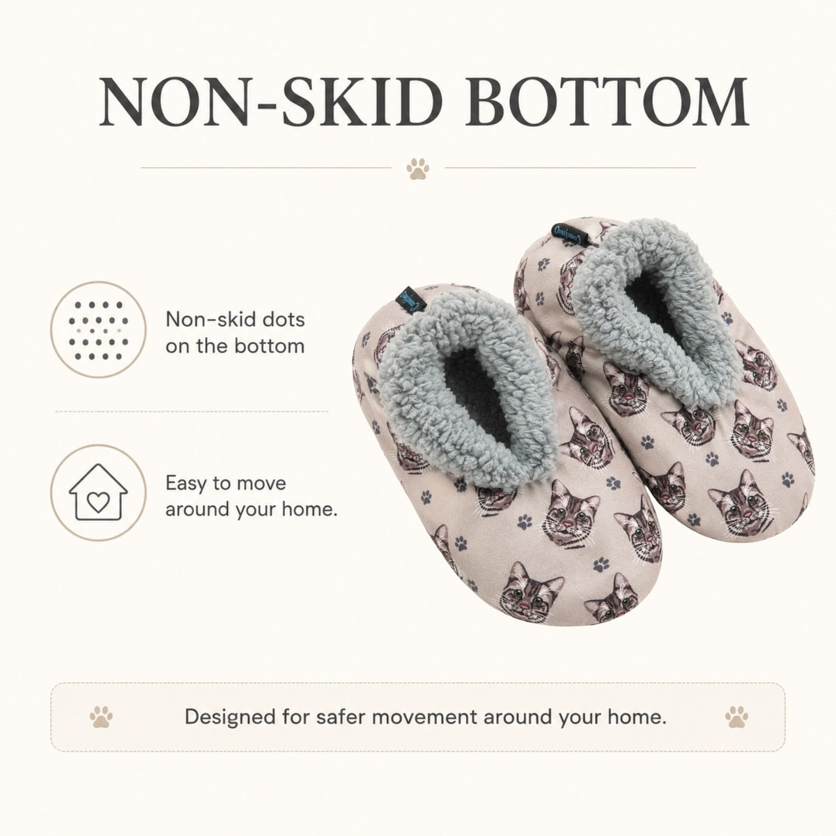 SILVER GRAY TABBY CAT Ladies Non-Slip Slippers COMFIES BRAND By E&S Pets