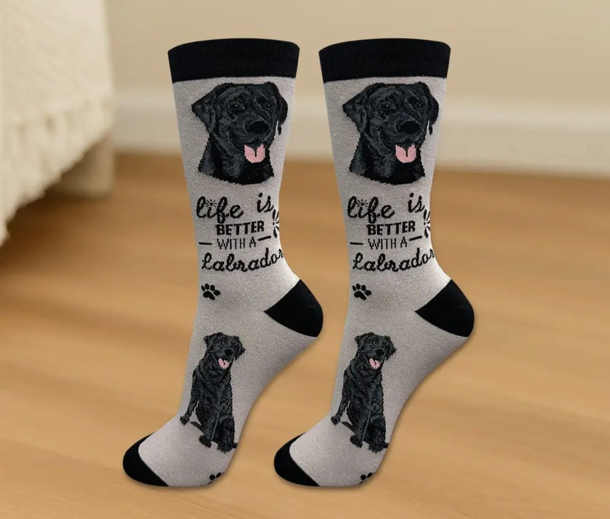 BLACK LABRADOR Dog Adult Unisex Socks By E&S Pets Choose Style
