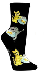 FOOZYS Brand Ladies CAT FISHING Socks - Novelty Socks And Slippers