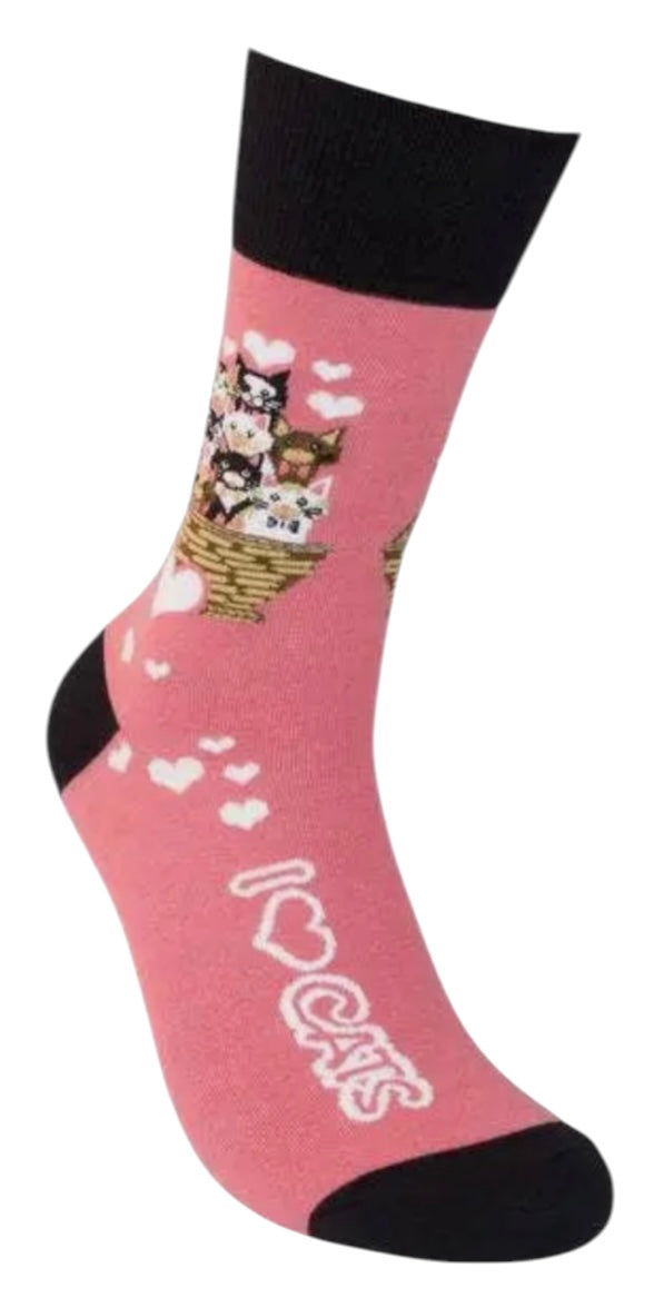 FUNATIC Brand Unisex I LOVE CATS Socks - Novelty Socks And Slippers
