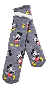 DISNEY LADIES MICKEY MOUSE SHERPA LINED GRIPPER BOTTOM SLIPPER SOCKS - Novelty Socks And Slippers
