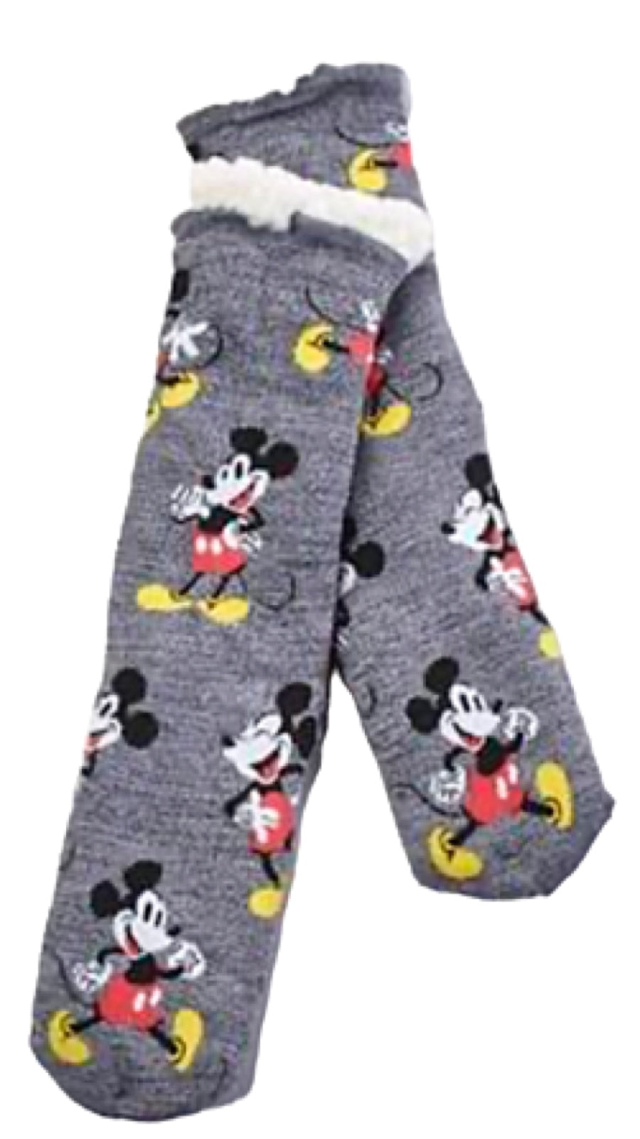 DISNEY LADIES MICKEY MOUSE SHERPA LINED GRIPPER BOTTOM SLIPPER SOCKS - Novelty Socks And Slippers